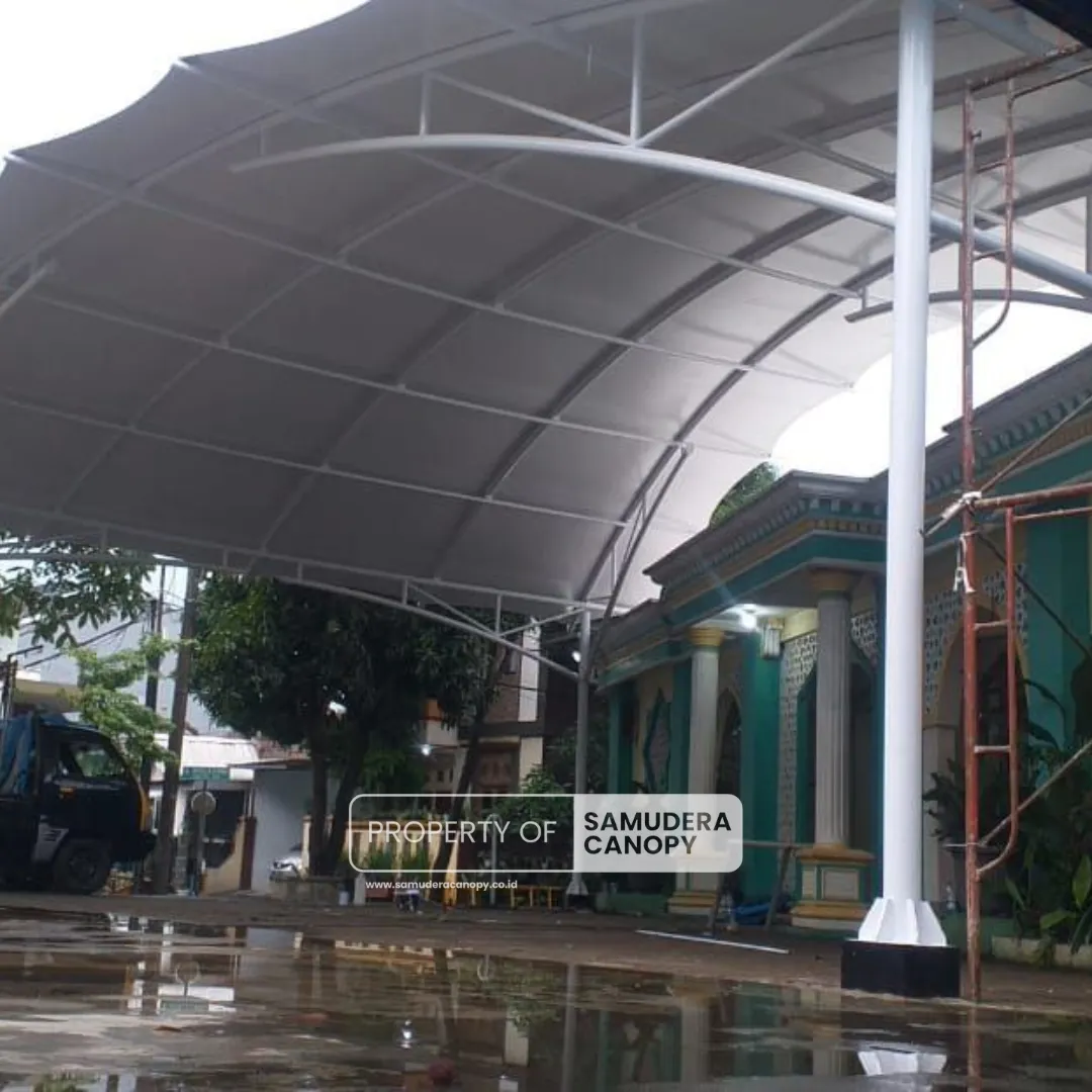 Pemasangan tenda membran di masjid jakarta - Samudera Canopy