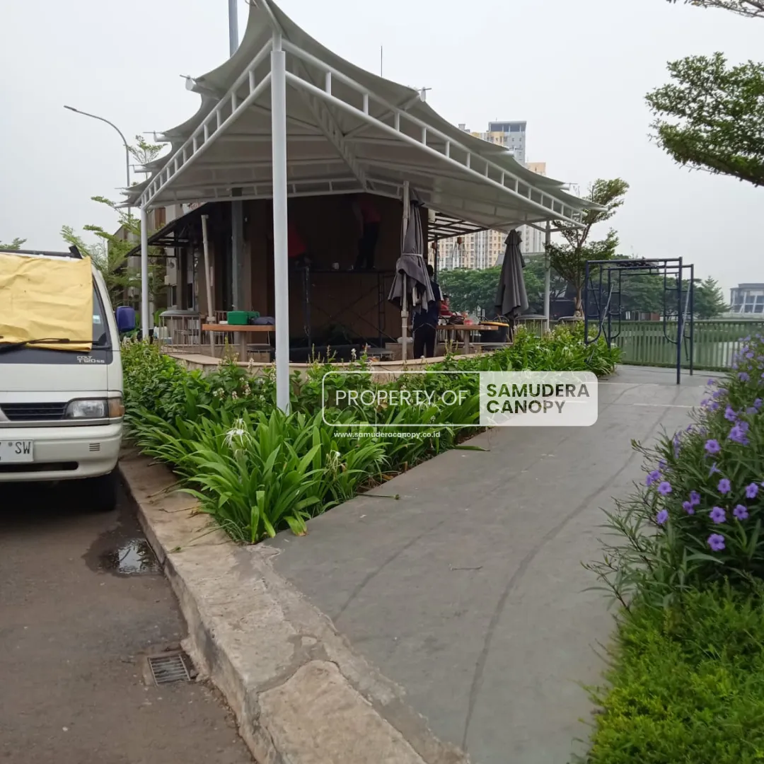 Pembuatan kanopi membrane cafe jakarta pusat - Samudera Canopy